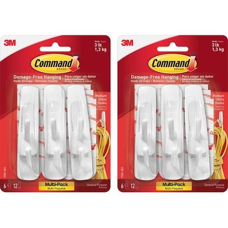 3M Commercial Hook, Command, Medium, 12Pc, We, 2PK MMM170016ESBG